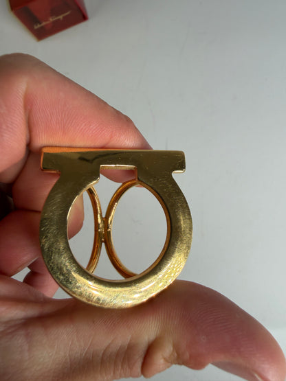 Vintage Ferragamo Gold Metal Ring with Box