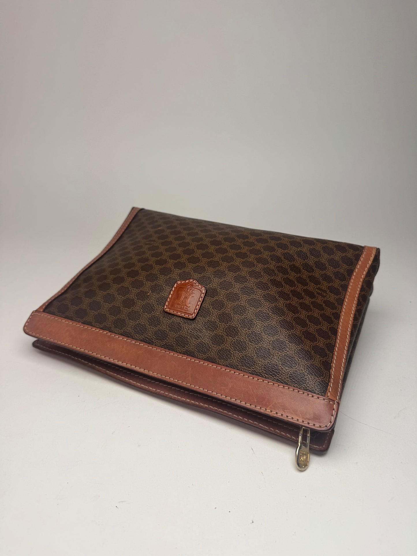 Pochette vintage en cuir monogramme Céline Paris marron