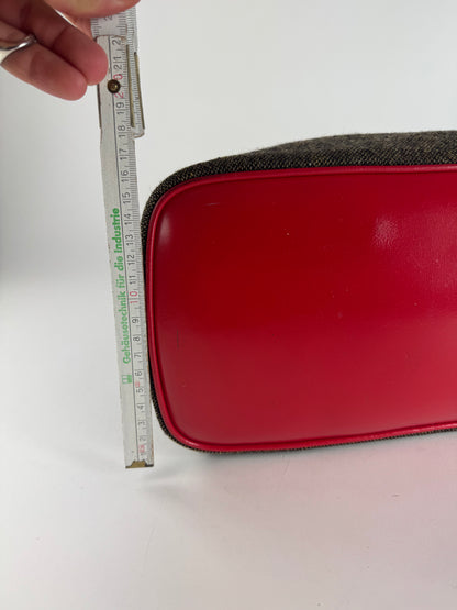 Vintage Givenchy Antigona Wool Patent Leather Tote Bag grey Red