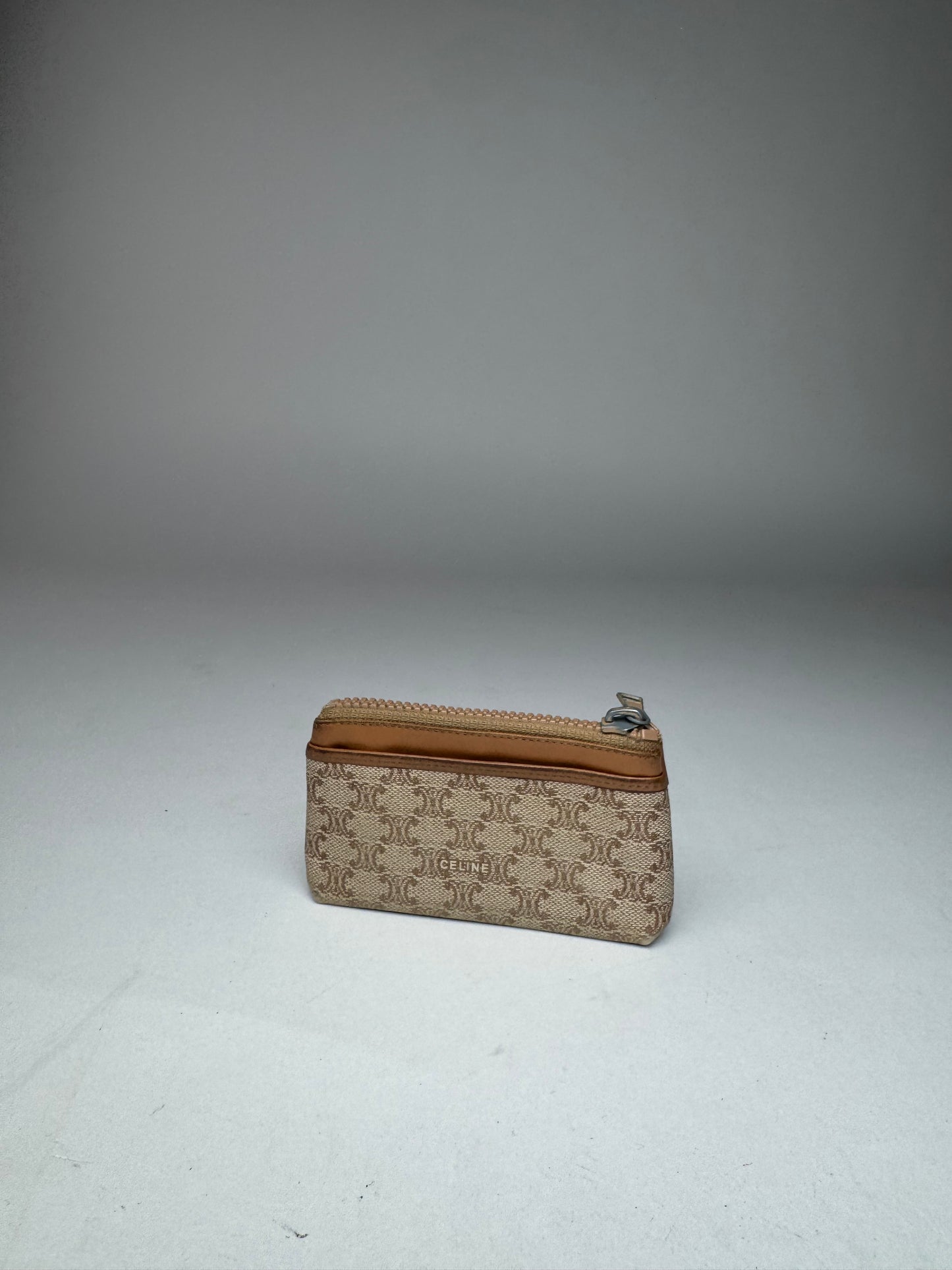 Vintage Celine Paris Leather Monogram Purse Beige Brown