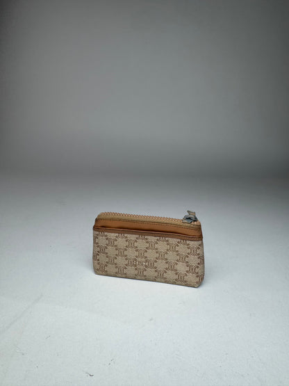 Vintage Celine Paris Leather Monogram Purse Beige Brown