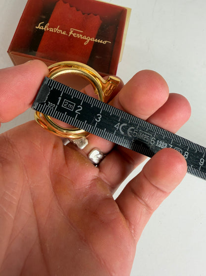 Vintage Ferragamo Gold Metal Ring with Box