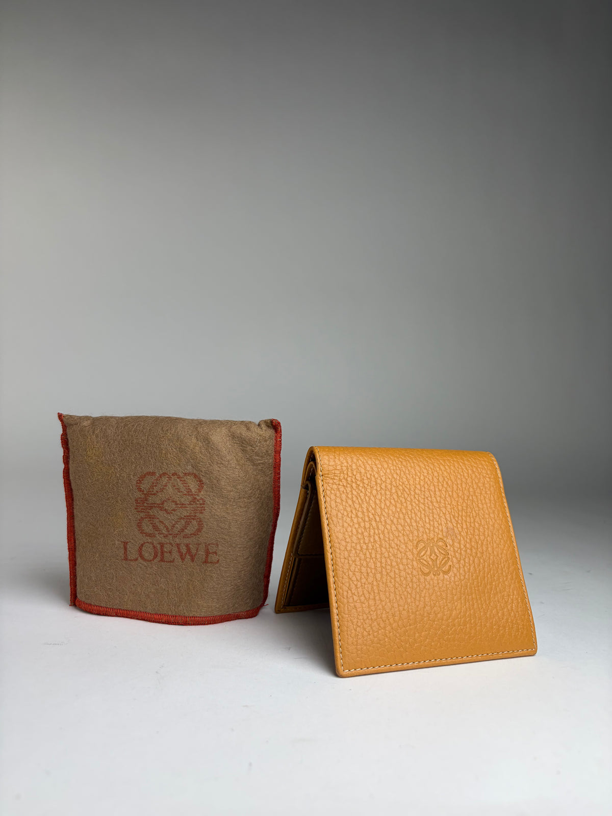 Vintage Loewe Textured Leather Bifold Wallet Late 1990s Yellow
