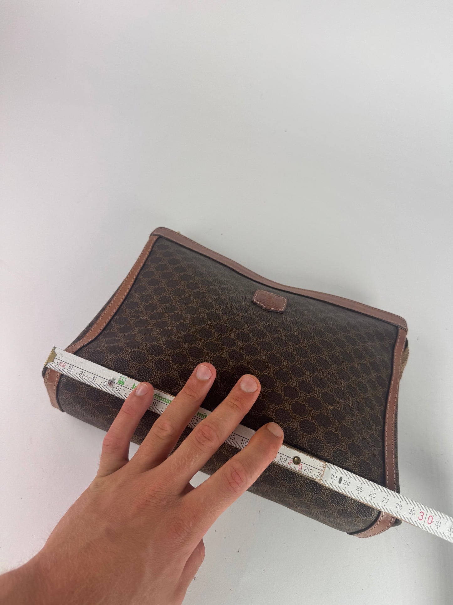 Pochette vintage en cuir monogramme Céline Paris marron