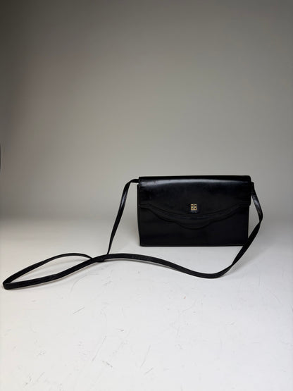 Vintage Givenchy Leather Evening Bag Black Gold Clasp