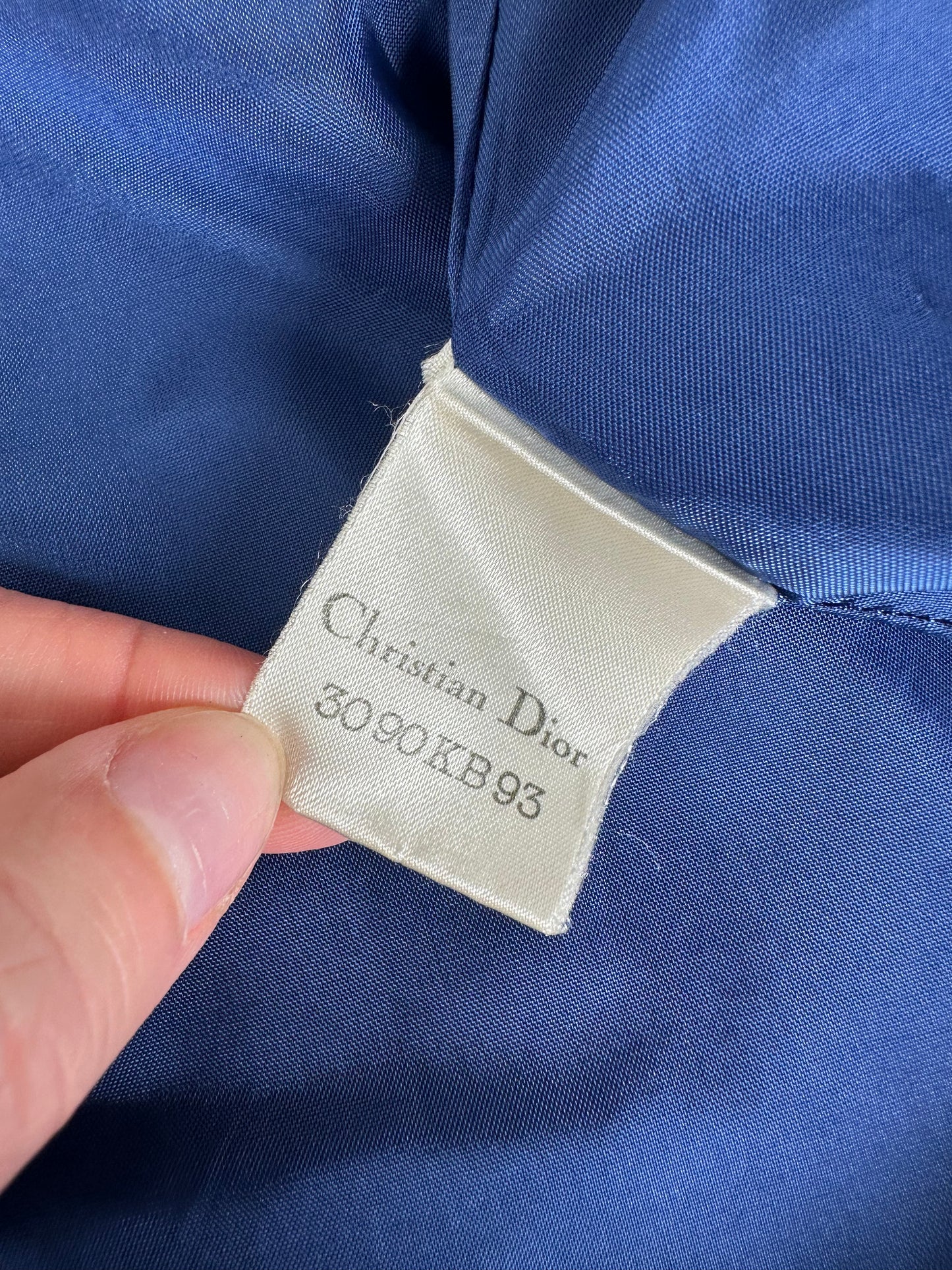 Vintage Dior Checked Wool Blend Blazer Blue L