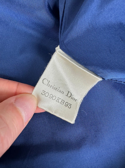 Vintage Dior Checked Wool Blend Blazer Blue L