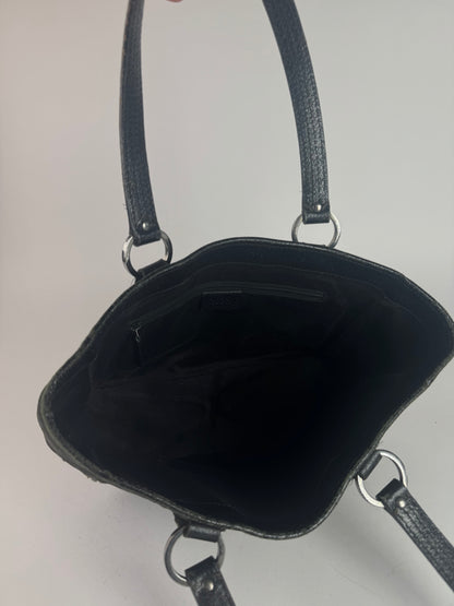 Vintage Gucci Monogram Leather canvas tote bag black