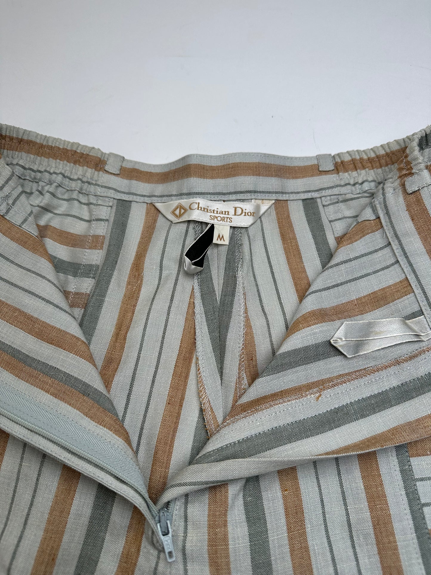 Dior Striped Cotton Blend Shorts Blue White