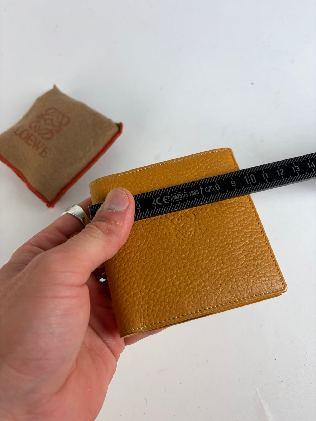 Vintage Loewe Textured Leather Bifold Wallet Late 1990s Yellow