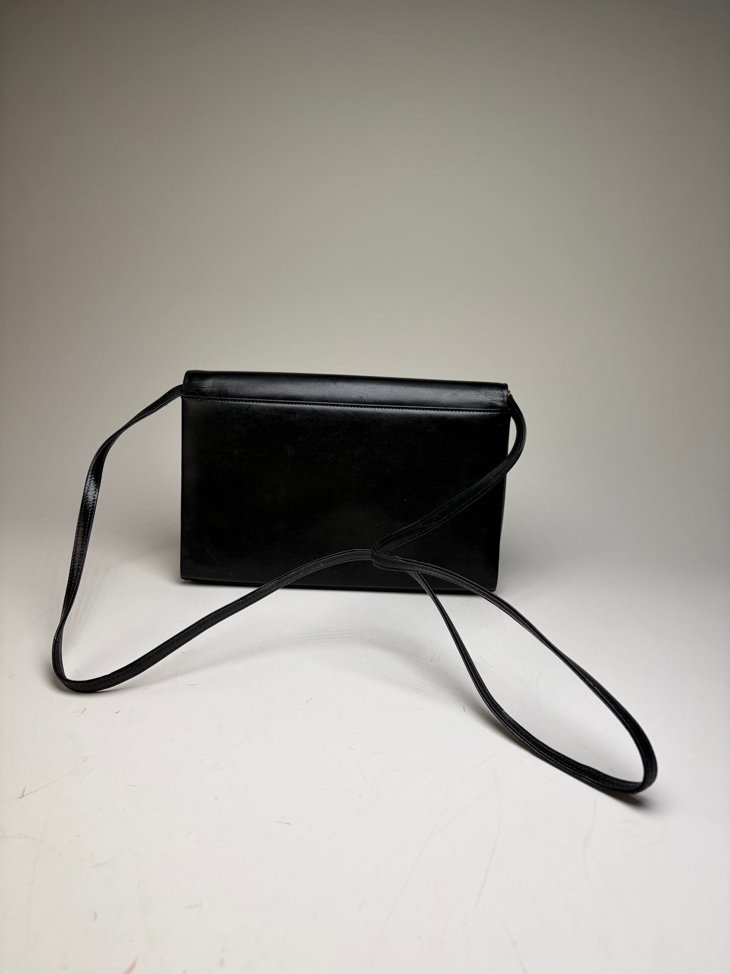 Vintage Givenchy Leather Evening Bag Black Gold Clasp