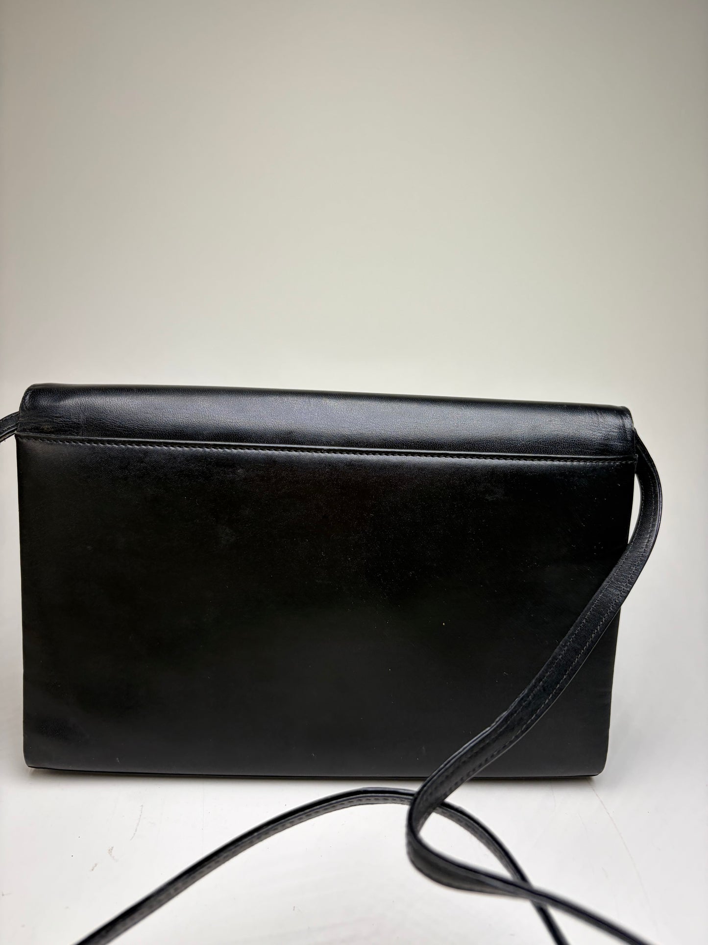 Vintage Givenchy Leather Evening Bag Black Gold Clasp