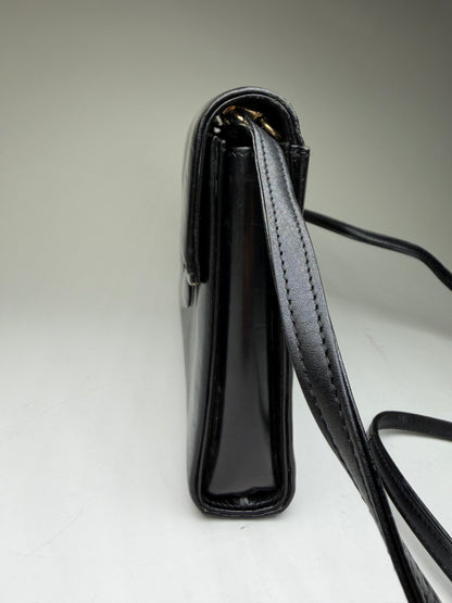 Vintage Givenchy Leather Evening Bag Black Gold Clasp