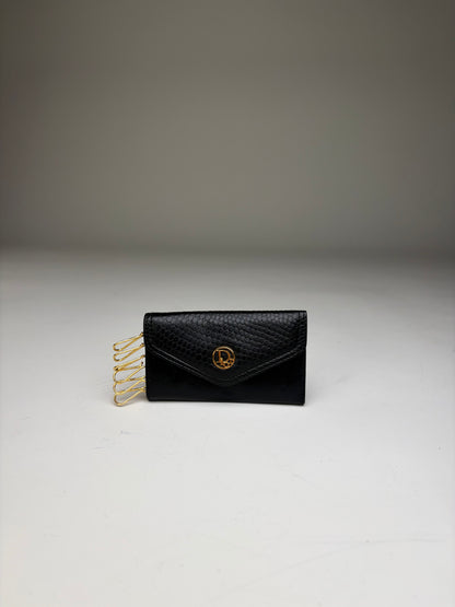 Vintage Dior Leather Card Holder Black Gold