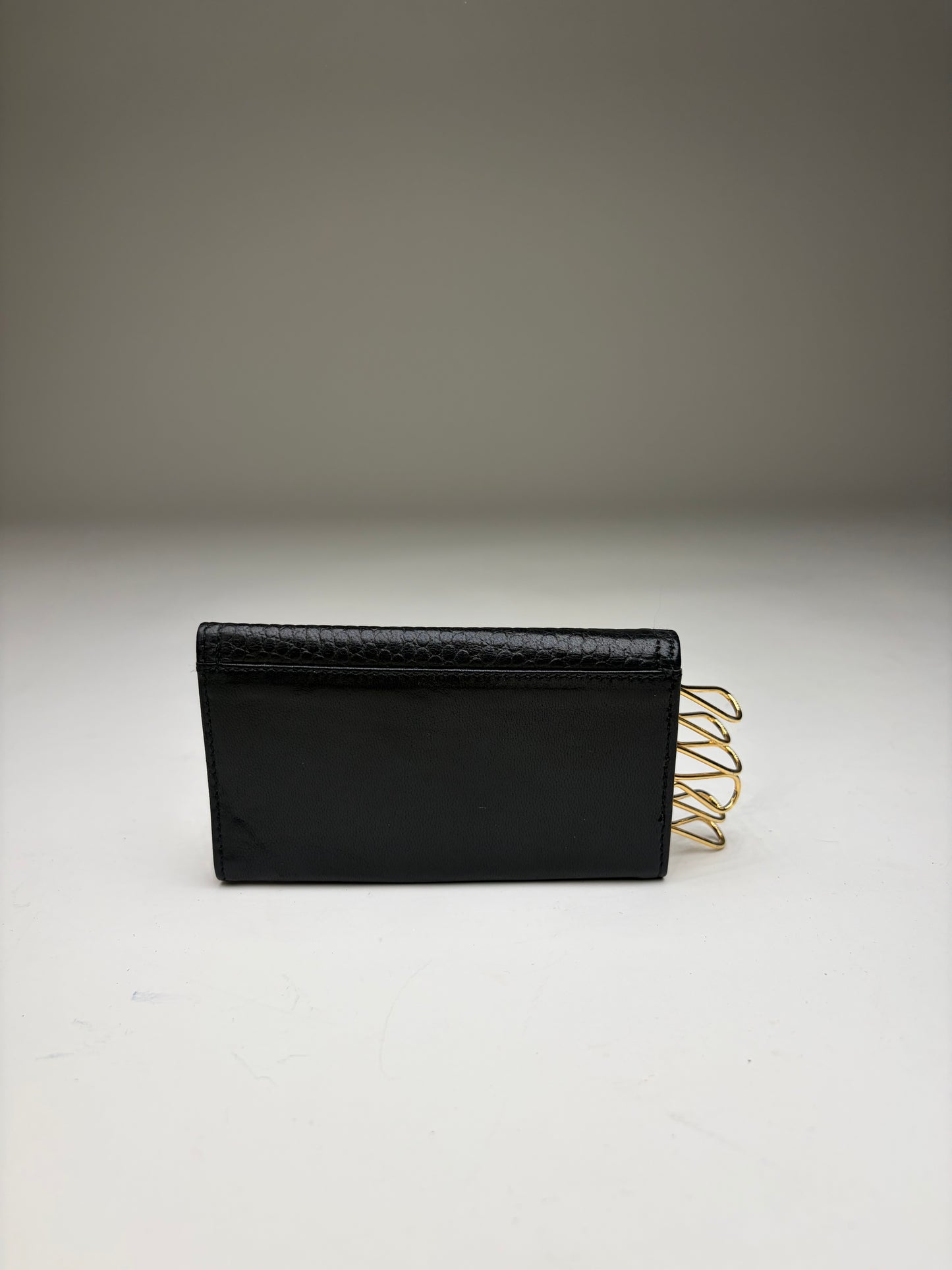 Vintage Dior Leather Card Holder Black Gold