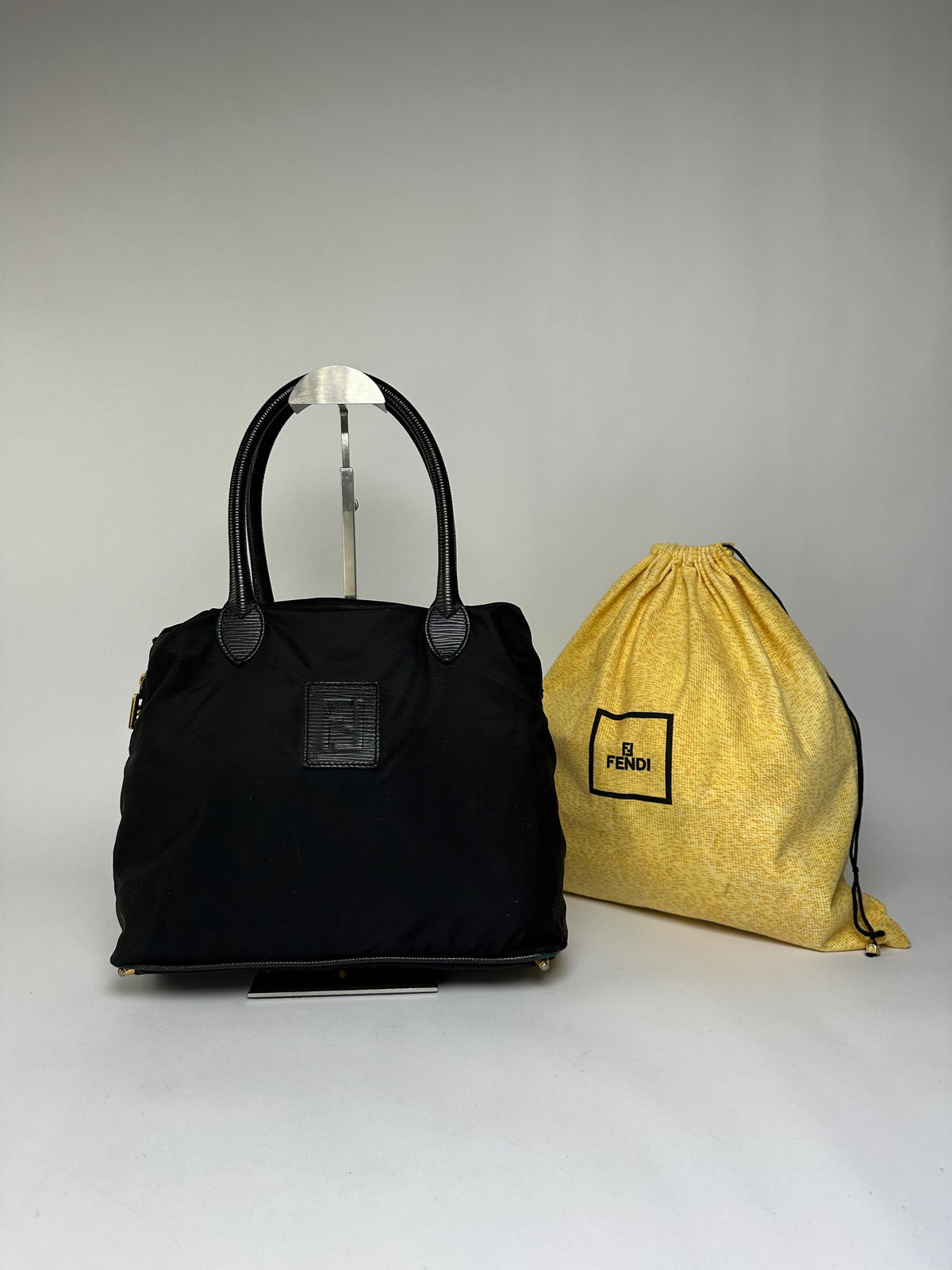 Vintage Fendi Structured Nylon Top-Handle Bag Late 1990s Black