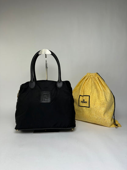 Vintage Fendi Structured Nylon Top-Handle Bag Late 1990s Black