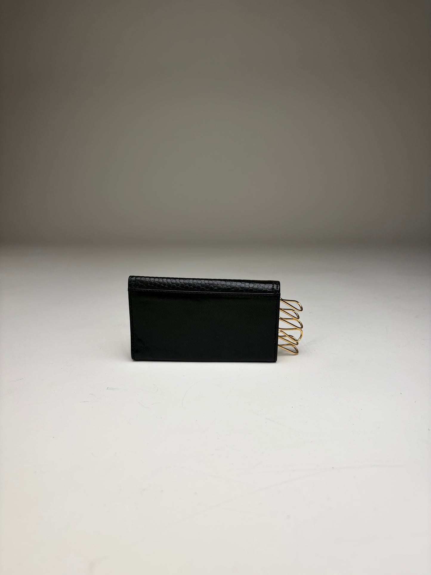 Vintage Dior Leather Card Holder Black Gold