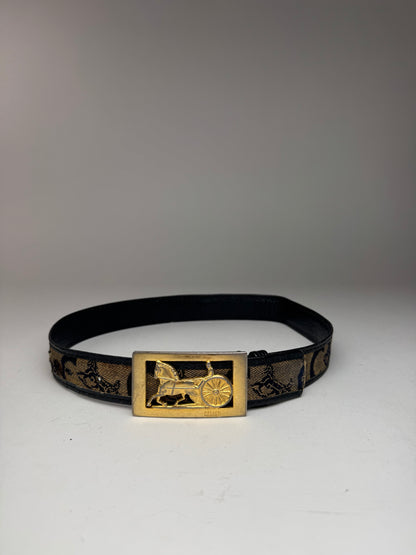 Vintage Celine Macadam Leather belt grey black