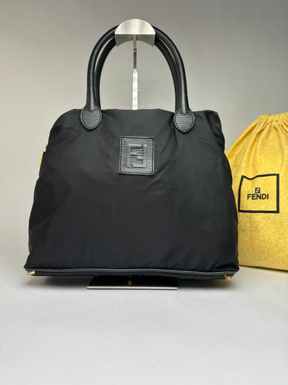 Vintage Fendi Structured Nylon Top-Handle Bag Late 1990s Black