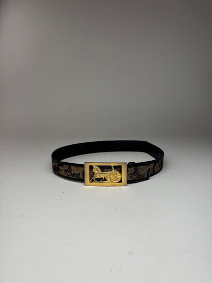 Vintage Celine Macadam Leather belt grey black