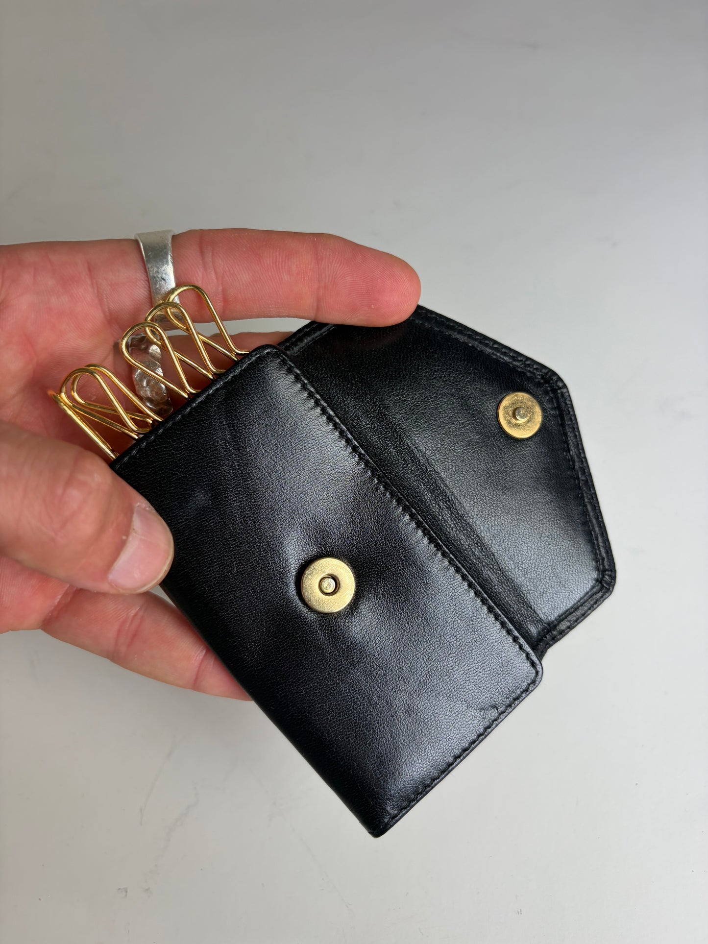 Vintage Dior Leather Card Holder Black Gold