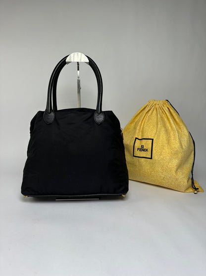 Vintage Fendi Structured Nylon Top-Handle Bag Late 1990s Black