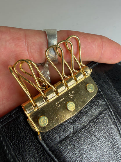 Vintage Dior Leather Card Holder Black Gold