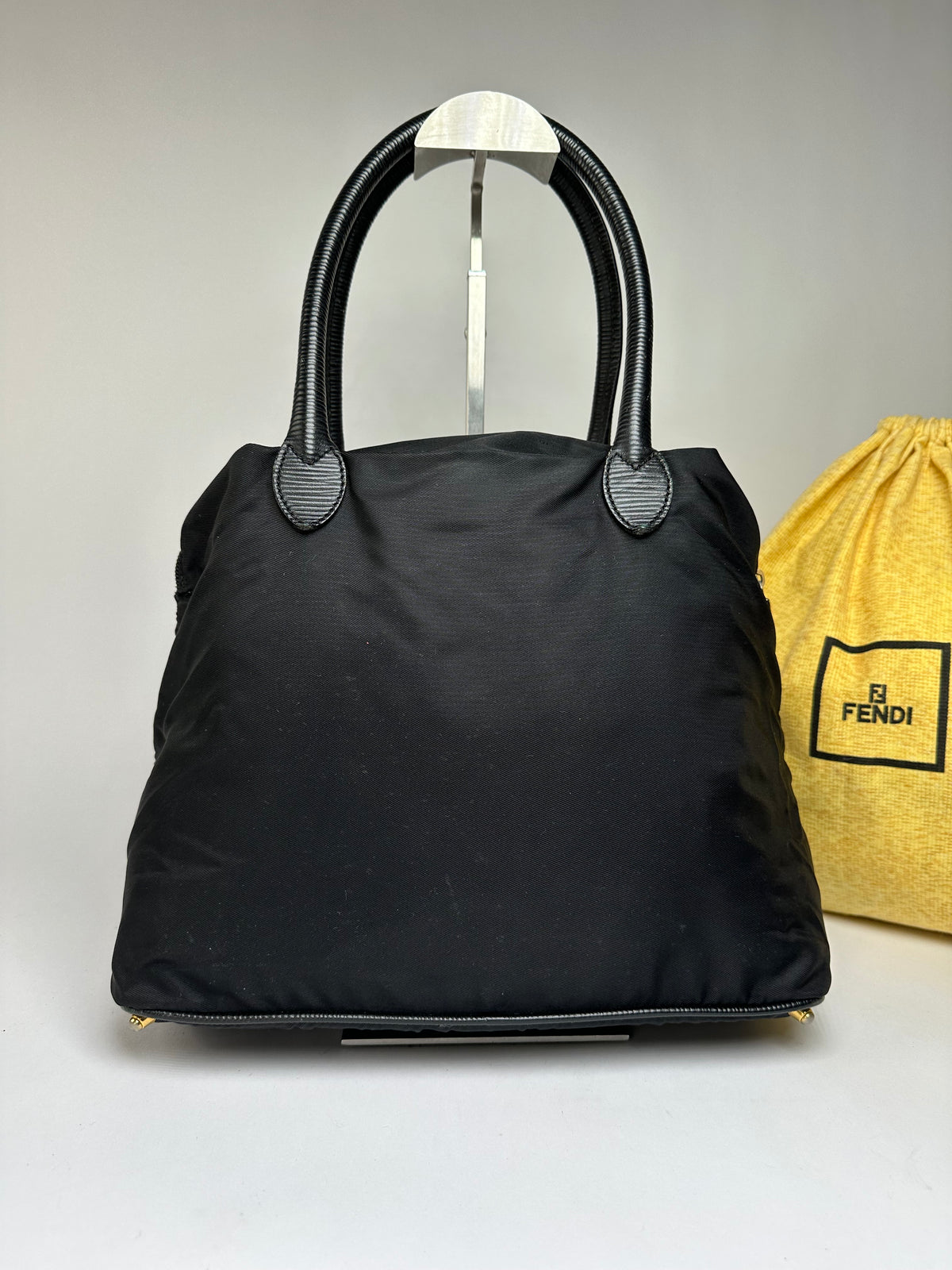 Vintage Fendi Structured Nylon Top-Handle Bag Late 1990s Black
