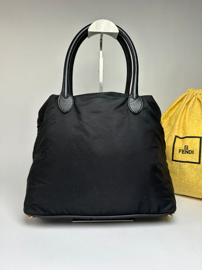 Vintage Fendi Structured Nylon Top-Handle Bag Late 1990s Black