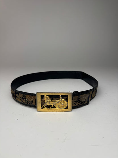 Vintage Celine Macadam Leather belt grey black