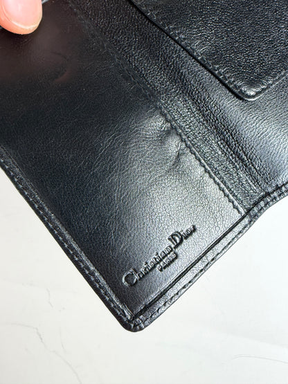 Vintage Dior Leather Card Holder Black Gold