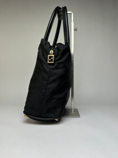 Vintage Fendi Structured Nylon Top-Handle Bag Late 1990s Black