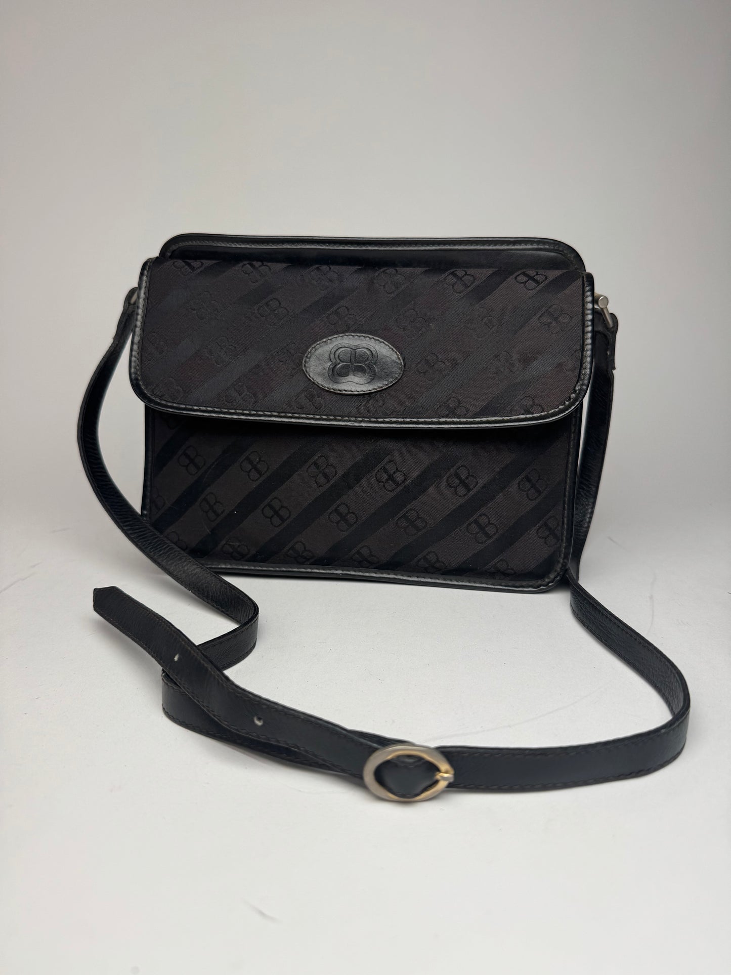 Vintage Balenciaga Monogram Crossbody Bag black