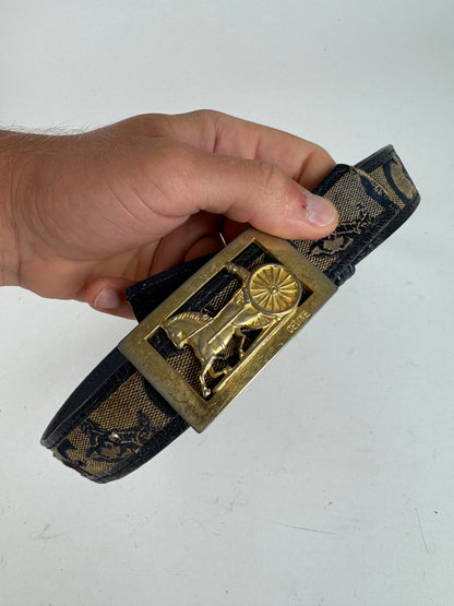 Vintage Celine Macadam Leather belt grey black