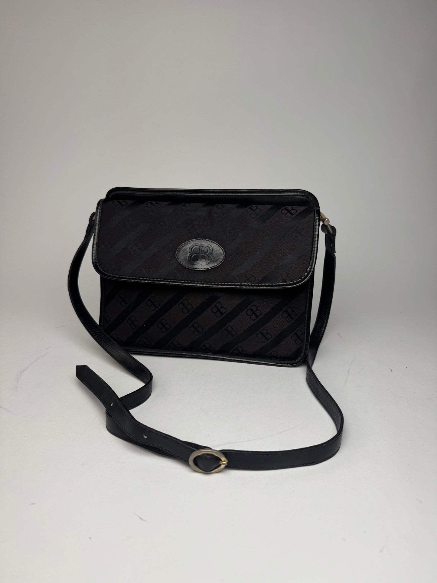 Vintage Balenciaga Monogram Crossbody Bag black