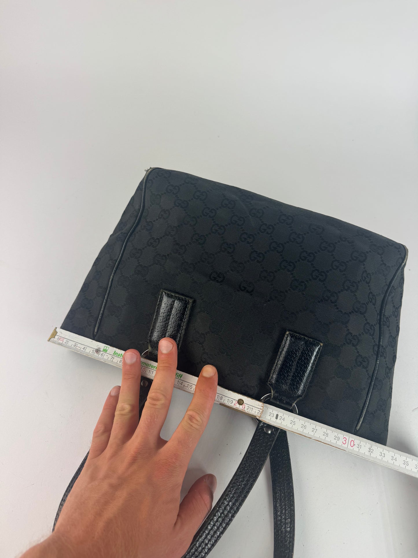 Vintage Gucci Monogram Leather canvas tote bag black