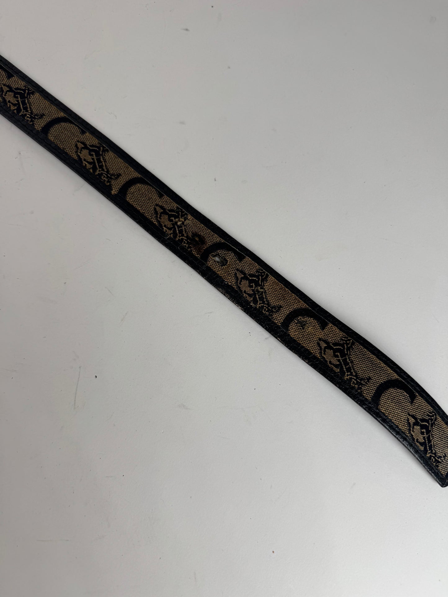 Vintage Celine Macadam Leather belt grey black