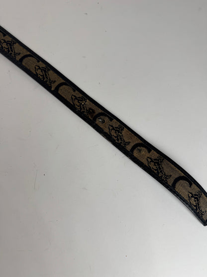 Vintage Celine Macadam Leather belt grey black