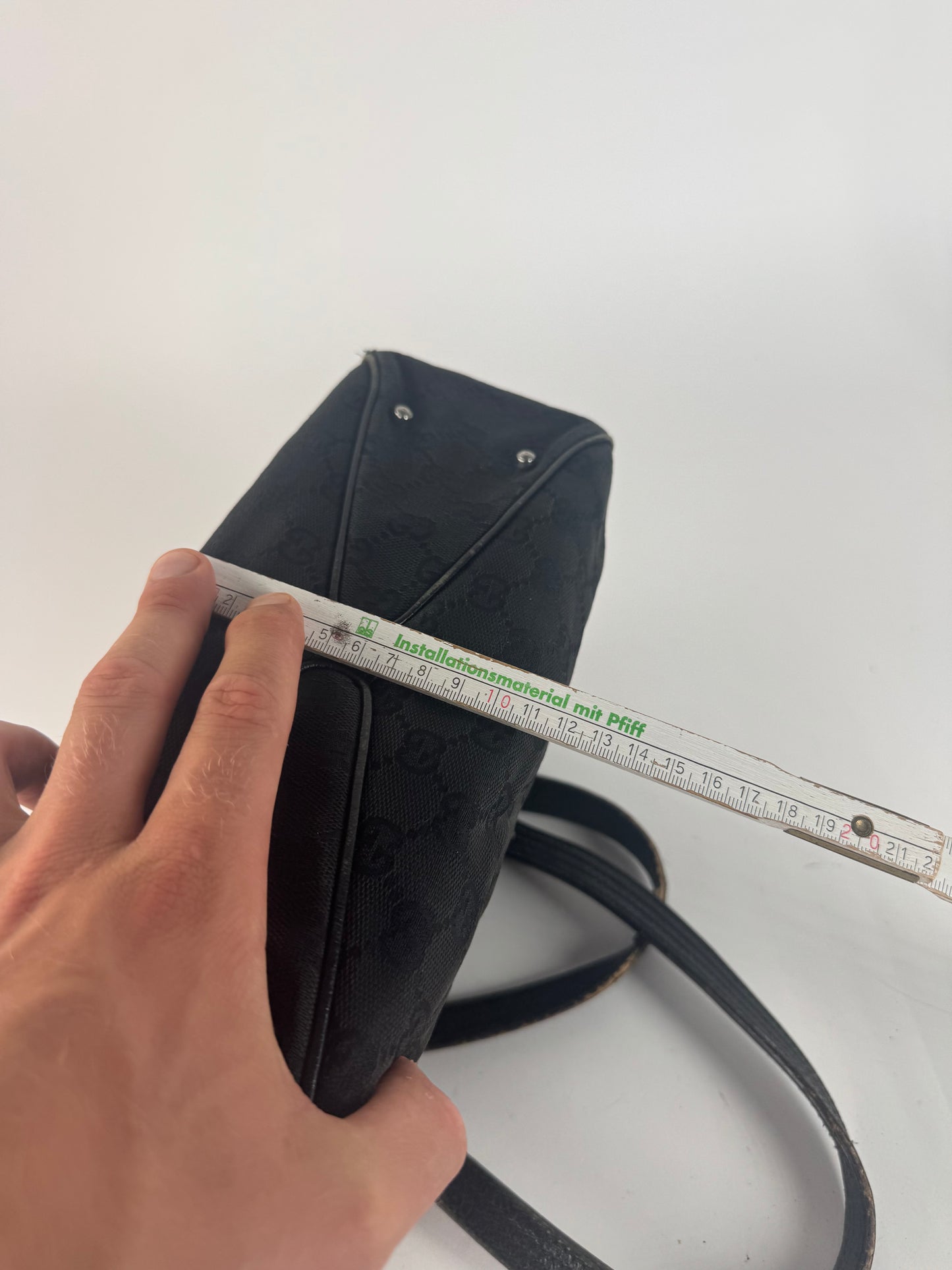 Vintage Gucci Monogram Leather canvas tote bag black