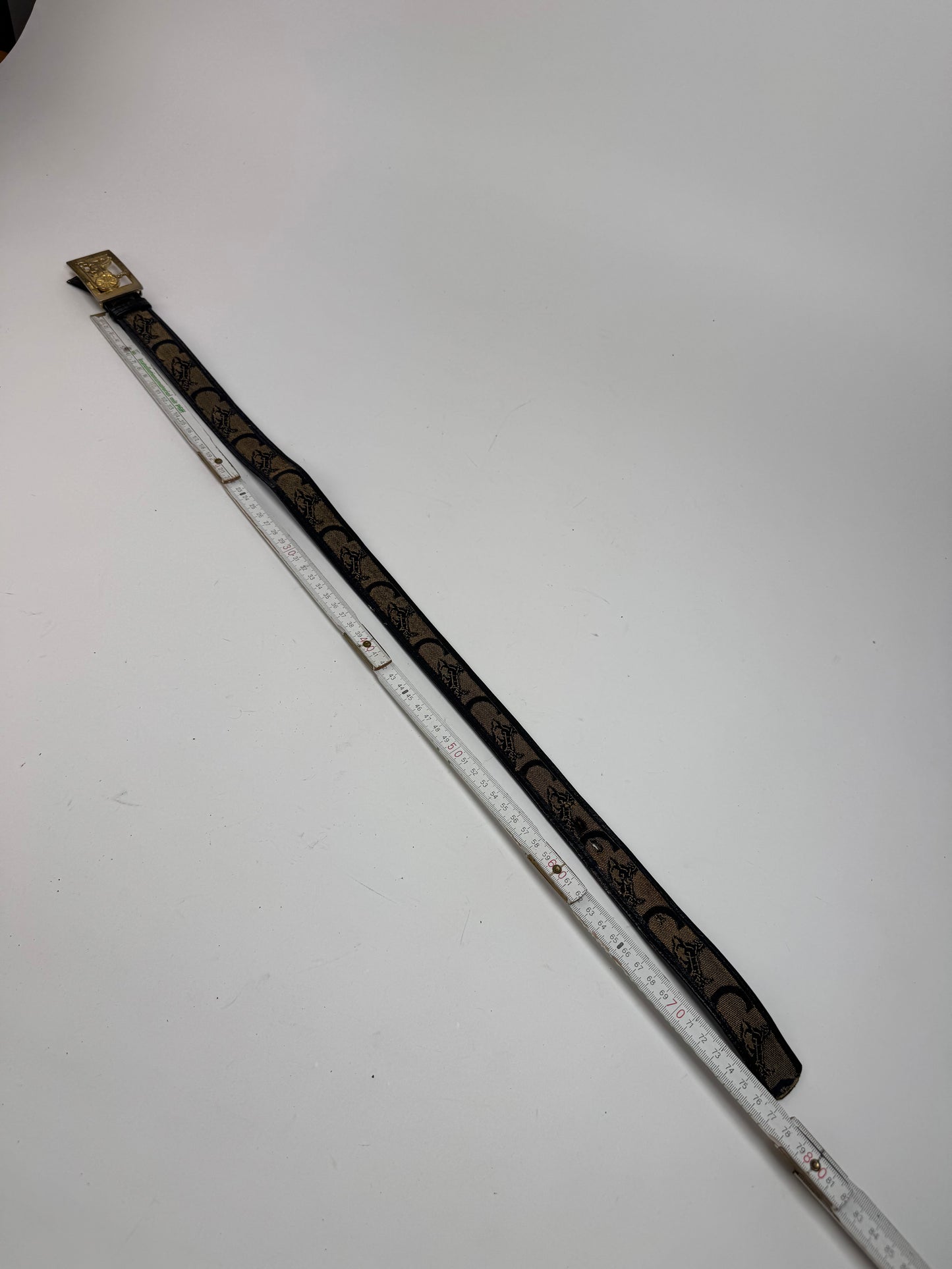 Vintage Celine Macadam Leather belt grey black