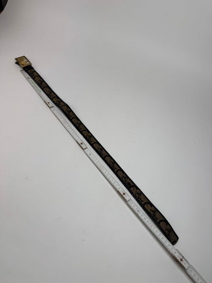 Vintage Celine Macadam Leather belt grey black