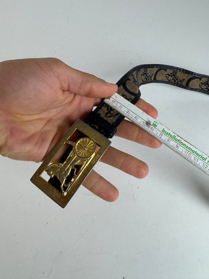 Vintage Celine Macadam Leather belt grey black