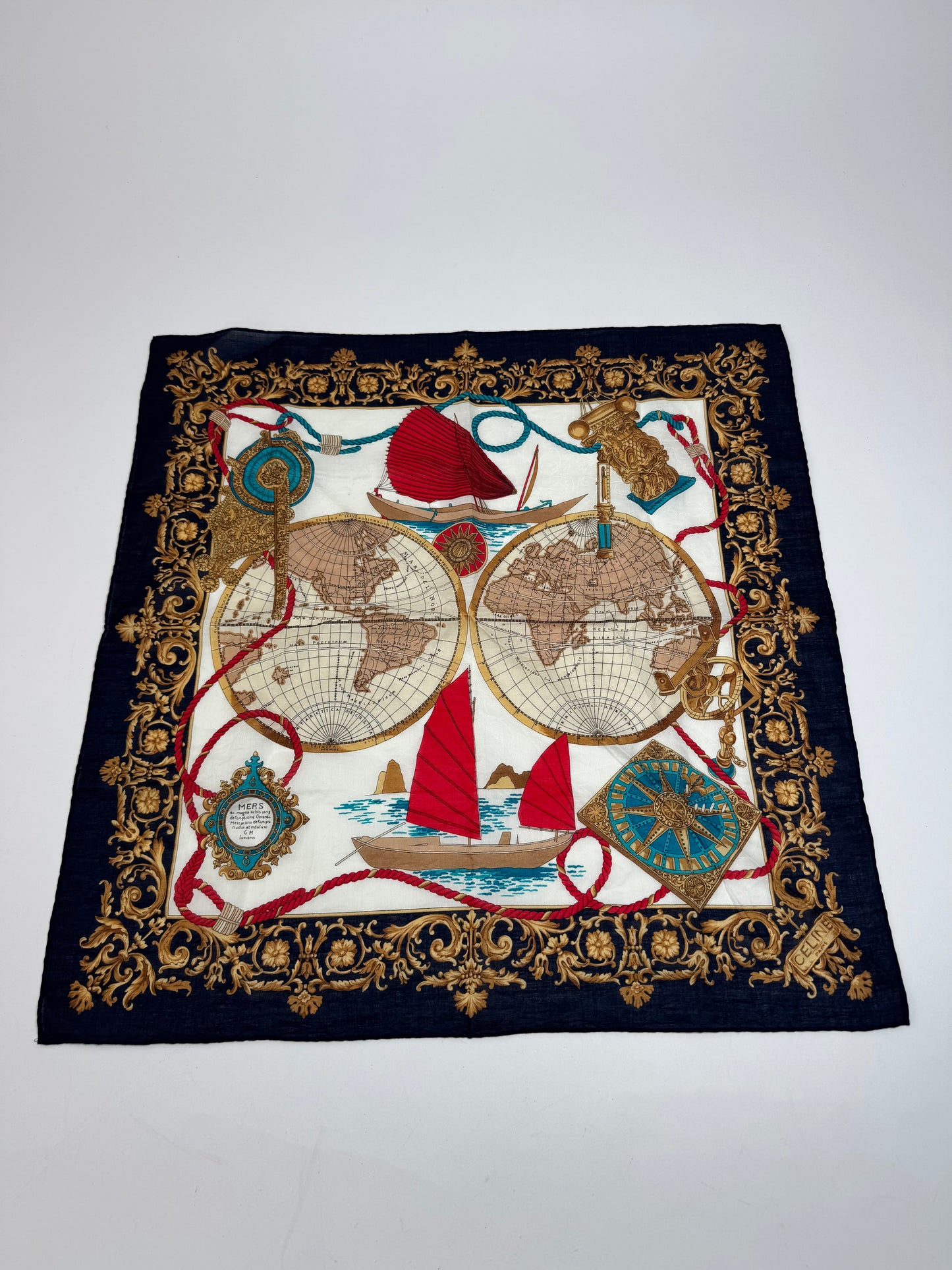 Vintage Celine Paris Natutic Scarf