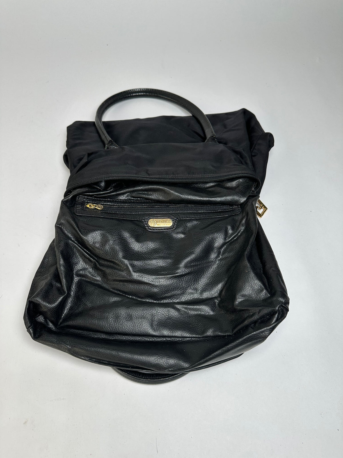 Vintage Fendi Structured Nylon Top-Handle Bag Late 1990s Black
