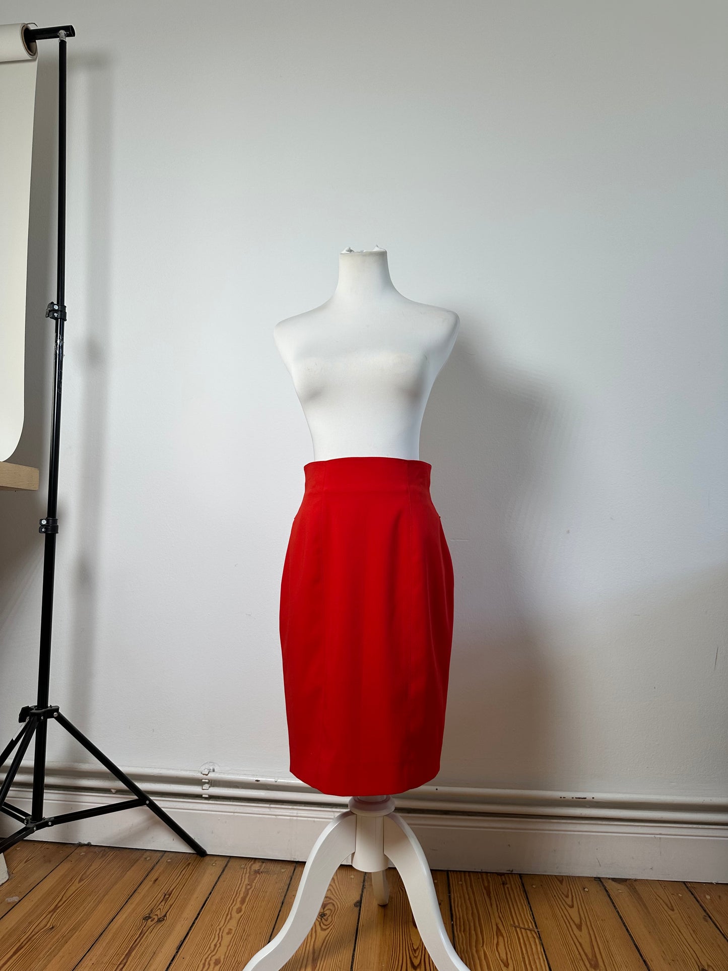 Vintage Dior Red Pleated Skirt Polyester L