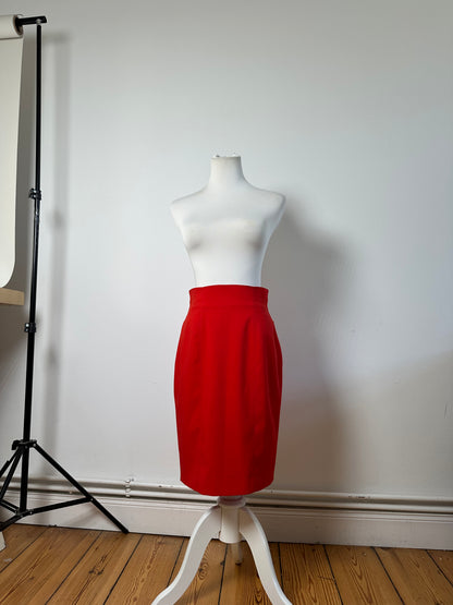 Vintage Dior Red Pleated Skirt Polyester L