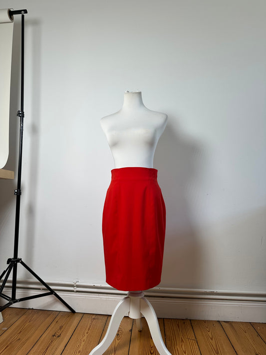 Vintage Dior Red Pleated Skirt Polyester L