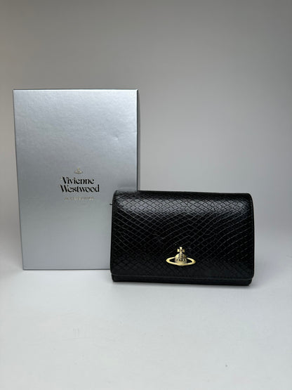 Vintage Vivienne Westwood Snake Emblossed Leather Wallet Black