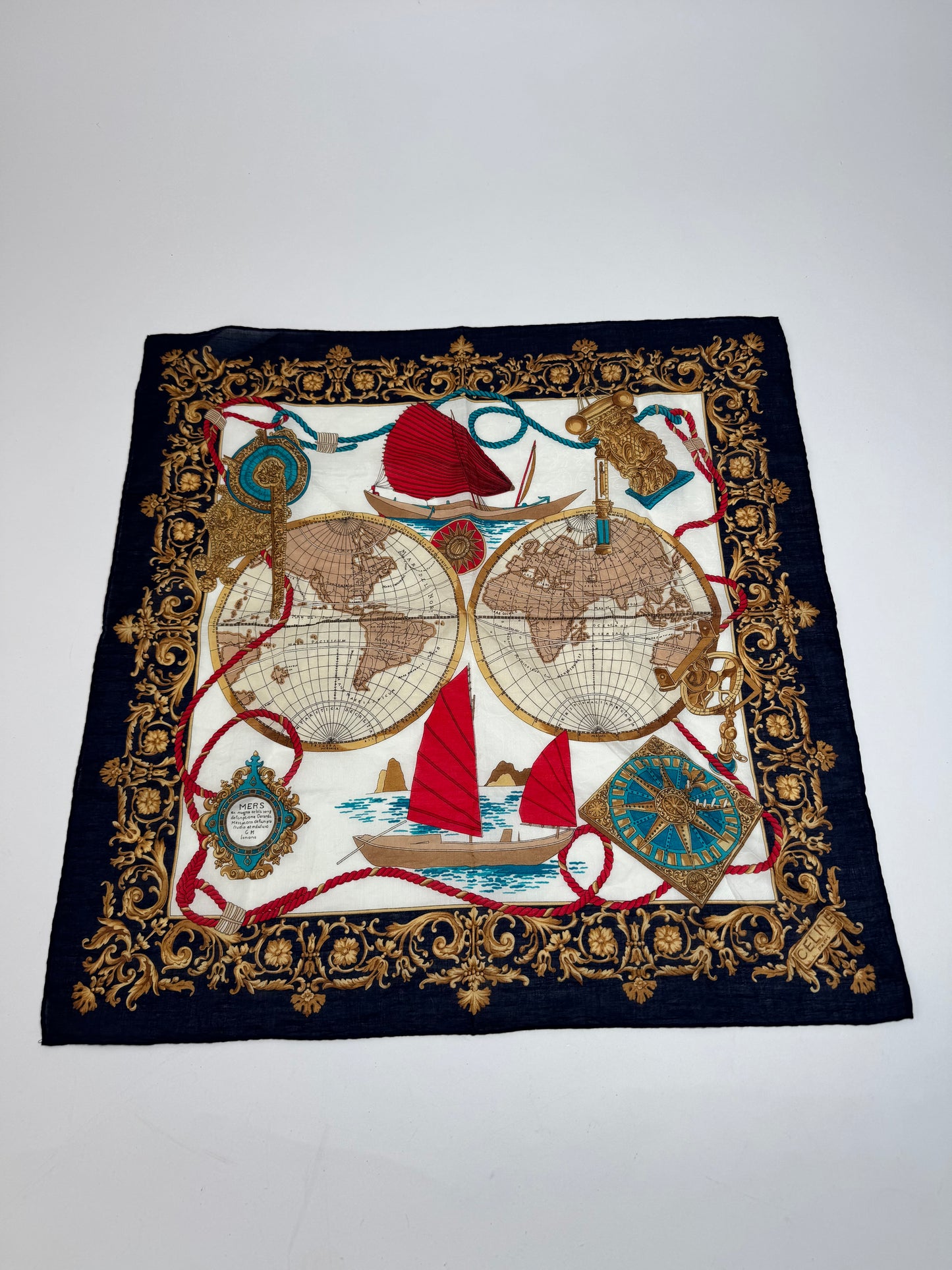 Vintage Celine Paris Natutic Scarf
